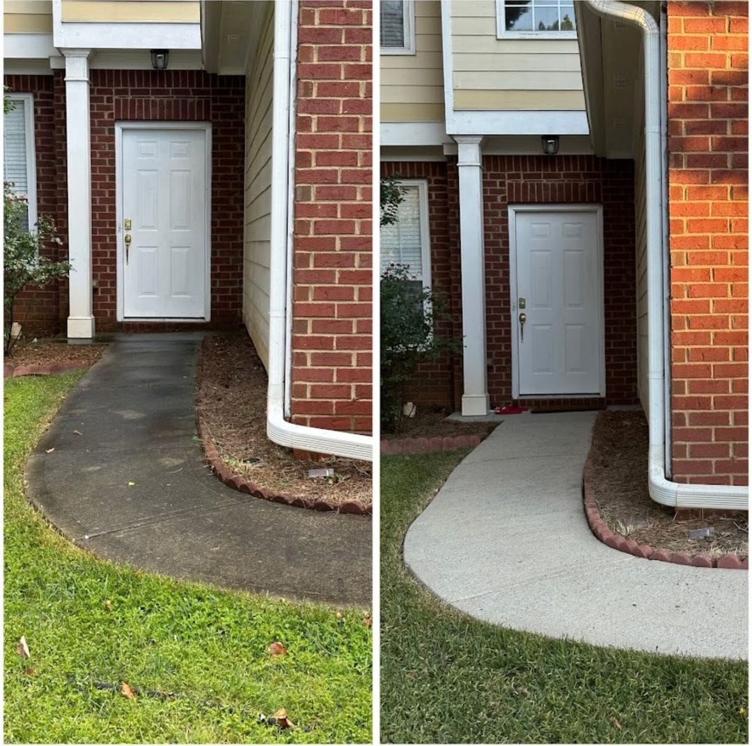 Walkway and concrete cleaning before and after
